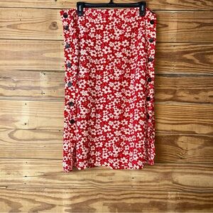 Madewell Red and White Wrap Midi Skirt with Slit
